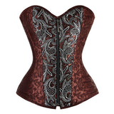 Women's Fashion Brocade Steampunk Front Zip Up Corset