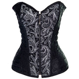 Women's Fashion Brocade Steampunk Front Zip Up Corset