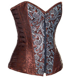 Women's Fashion Brocade Steampunk Front Zip Up Corset