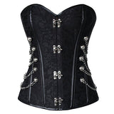 Victorian Steampunk Lace Up Brocade Corset with Chains