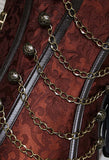 Victorian Steampunk Lace Up Brocade Corset with Chains