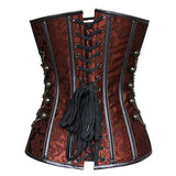 Victorian Steampunk Lace Up Brocade Corset with Chains