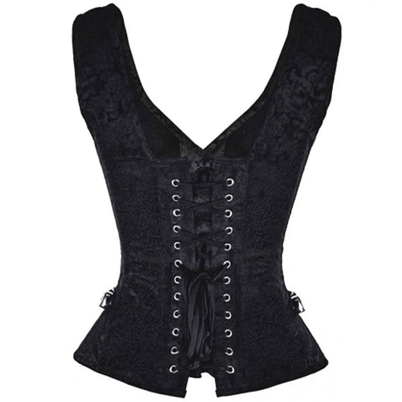 Women's Steampunk Rock Retro Spiral Steel Boned Vest Corset