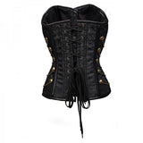 Women's Strapless Steampunk Overbust Brocade Corset with Chains