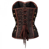 Women's Strapless Steampunk Overbust Brocade Corset with Chains