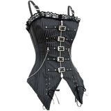 Womens Gothic Zip Buckle Straps Steampunk Corset