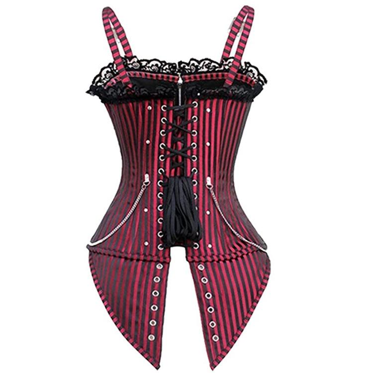 Womens Gothic Zip Buckle Straps Steampunk Corset