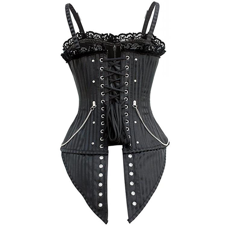 Womens Gothic Zip Buckle Straps Steampunk Corset