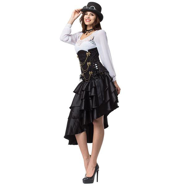 Brocade Underbust Corset Steampunk Costume With Skirt