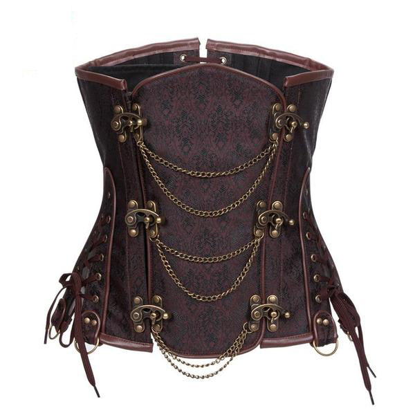 Brocade Underbust Corset Steampunk Costume With Skirt