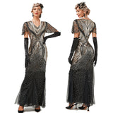 1920s Dress Deco Sequin Bead Dress Party Long Evening Cocktail Dress