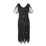 Plus Size 1920s Flapper Dress Gatsby Costume Fringed Sequin Art Deco Dress for Women