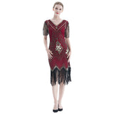 Plus Size 1920s Flapper Dress Gatsby Costume Fringed Sequin Art Deco Dress for Women