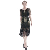Plus Size 1920s Flapper Dress Gatsby Costume Fringed Sequin Art Deco Dress for Women