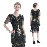 Plus Size 1920s Flapper Dress Gatsby Costume Fringed Sequin Art Deco Dress for Women
