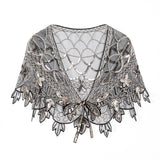 1920s Shawl Wraps Sequin Beaded Evening Cape Bridal Shawl Bolero Flapper Cover Up