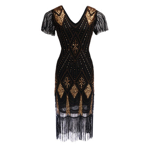 1920s Vintage Retro Sequin Gatsby Roaring 20s Flapper Cocktail Long Dress