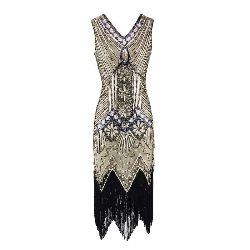 Women Vintage 1920s Glamour Beaded Fringed Gatsby Party Flapper Dress ...