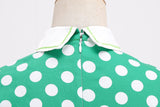 1950S Vintage Polka Dot Dress Cotton Midi Dress Women Peter Pan Collar Party Elegant Swing Dress