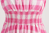 1950s Dresses for Women Vintage Rockabilly Retro Straps Pink Plaid A-line Swing Midi Dress