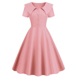 1950s Retro Vintage Party Swing Dress Elegant Rockabilly Short Sleeve Pin Up Dress