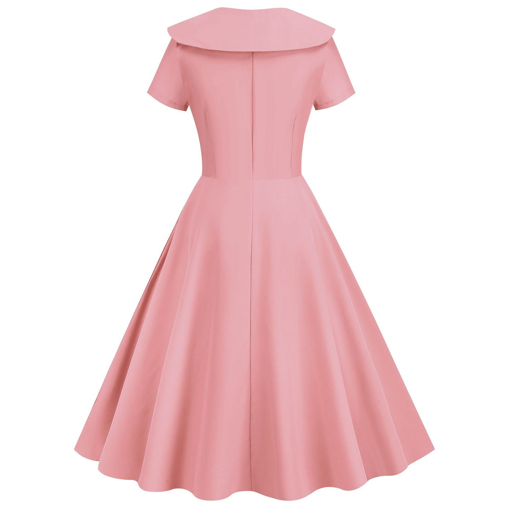 vintage short dresses 1950s Retro Vintage Party Swing Dress Elegant Rockabilly Short Sleeve – Hiipps