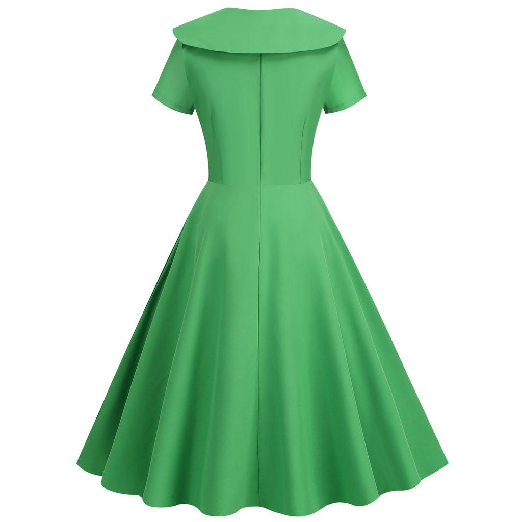 1950s Retro Vintage Party Swing Dress Elegant Rockabilly Short Sleeve Pin Up Dress