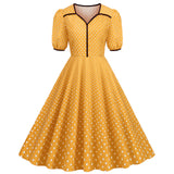 Women's Vintage Retro Polka Audrey Dress 1950s Cocktail Dress