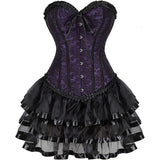 Steampunk Costume Women Corset Dress Gothic Corset Skirt Set Burlesque Dress Costume