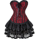 Steampunk Costume Women Corset Dress Gothic Corset Skirt Set Burlesque Dress Costume