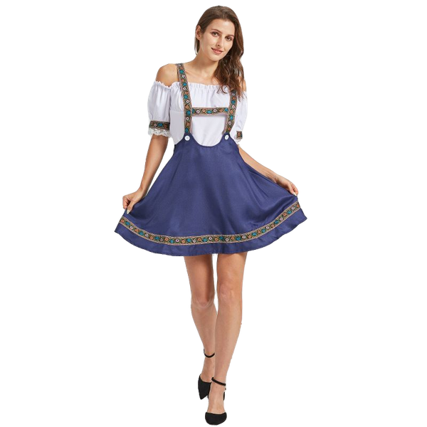 Women's German Dirndl Dress Costumes 2 Pieces for Oktoberfest Carnival