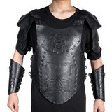 Viking Faux Leather Embossed Chest Armor Retro Medieval Knight Leather Armor for LARP Cosplay