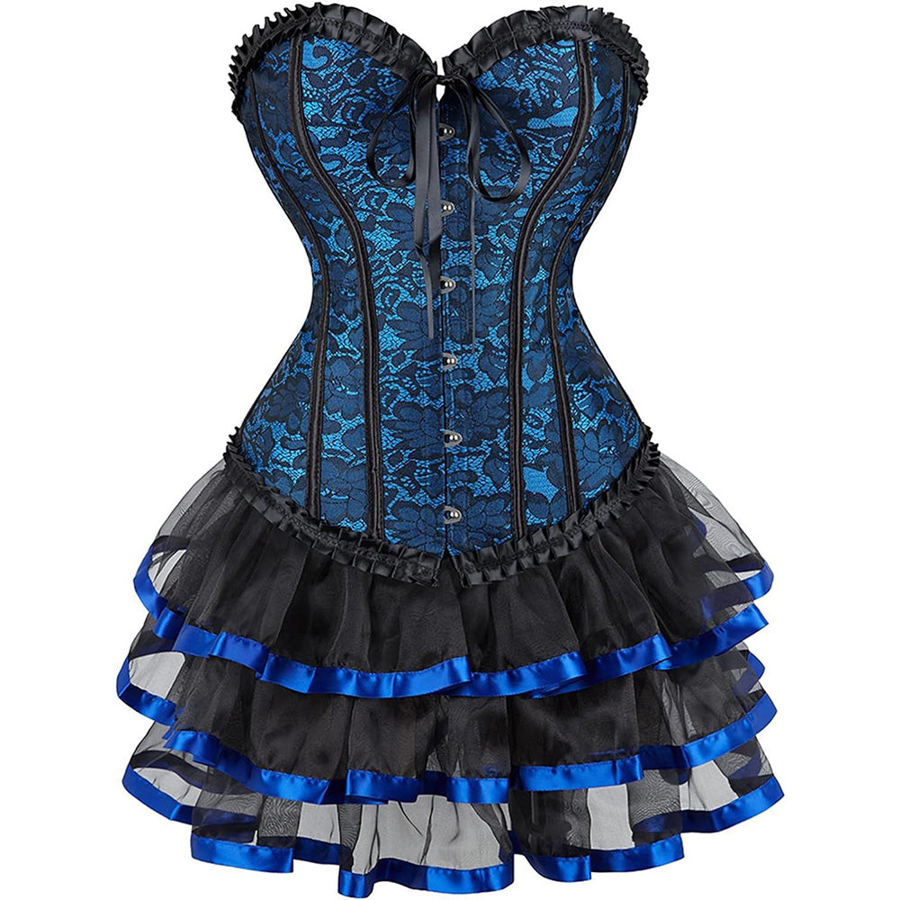 steampunk dress with corset Steampunk Costume Women Corset Dress Gothic Corset Skirt Set Burlesque – Hiipps