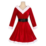 2 Pack Women Christmas Santa Costume Set Velvet Dress with Belt for Cosplay