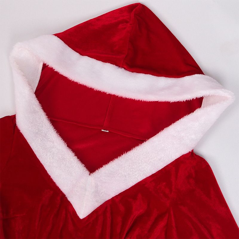 2 Pack Women Christmas Santa Costume Set Velvet Dress with Belt for Cosplay