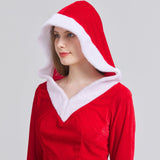 2 Pack Women Christmas Santa Costume Set Velvet Dress with Belt for Cosplay