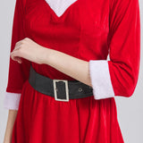 2 Pack Women Christmas Santa Costume Set Velvet Dress with Belt for Cosplay