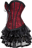 Steampunk Costume Women Corset Dress Gothic Corset Skirt Set Burlesque Dress Costume