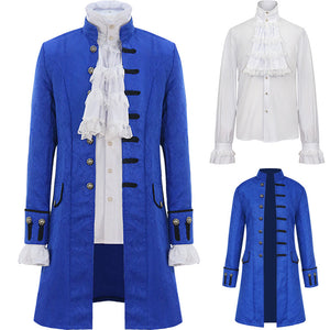 Men's Steampunk Jacket Gothic Frock Tailcoat Uniform Halloween Costume with Shirt