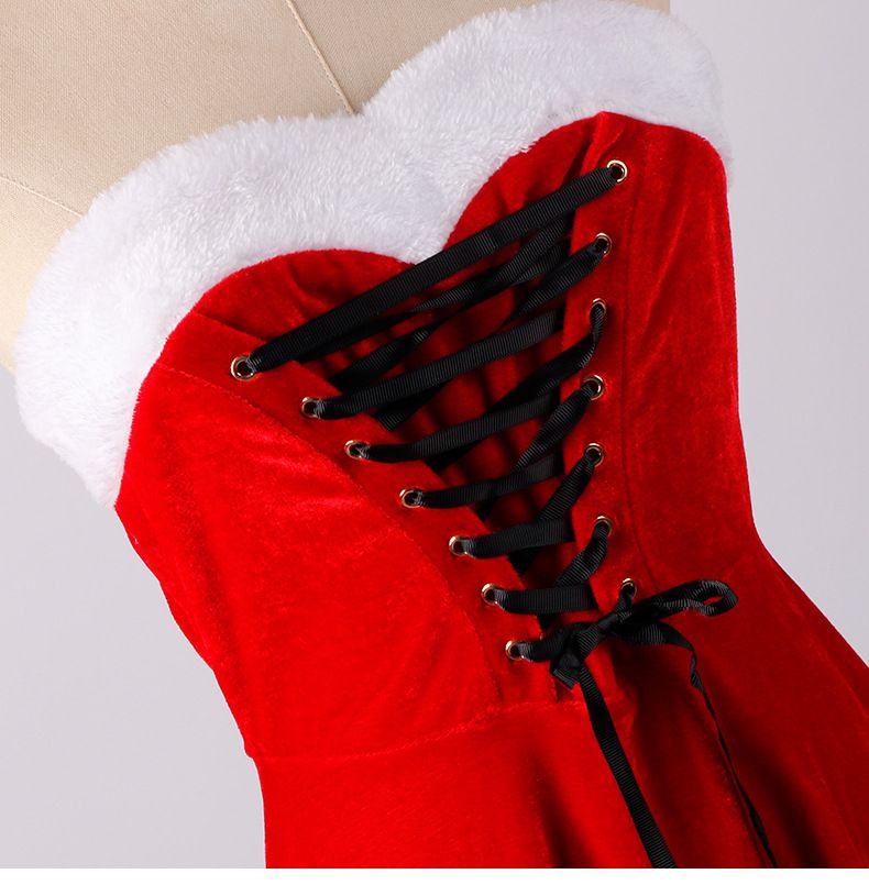 3 Pack Women Christmas Costume Set Velvet Dress for Cosplay