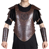 Viking Faux Leather Embossed Chest Armor Retro Medieval Knight Leather Armor for LARP Cosplay