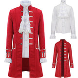 Men's Steampunk Jacket Gothic Frock Tailcoat Uniform Halloween Costume with Shirt