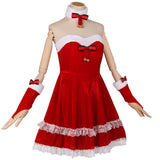 4 Pcs Santa Claus Costume Women Christmas Suit Including Velvet Dress with Hat