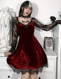 Lace Long Sleeve Black Draped Bodycon Gothic Vintage Dresses