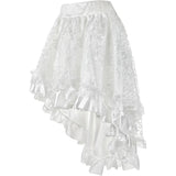 Women's Lace Steampunk Gothic Vintage Satin High Low Midi Skirt with Zipper