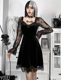 Lace Long Sleeve Black Draped Bodycon Gothic Vintage Dresses