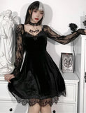 Lace Long Sleeve Black Draped Bodycon Gothic Vintage Dresses