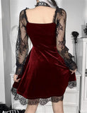 Lace Long Sleeve Black Draped Bodycon Gothic Vintage Dresses