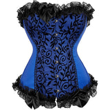 Satin Lace Trim Strapless Bustier Overbust Corset