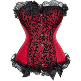 Satin Lace Trim Strapless Bustier Overbust Corset